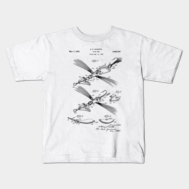 Patent Print - 1935 Fishing Lure Kids T-Shirt by MadebyDesign